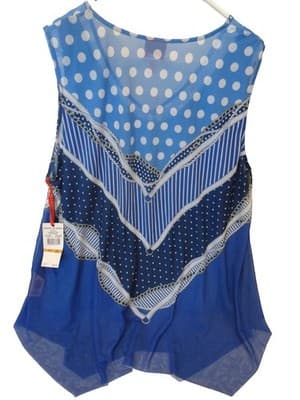 Hearts of Palm Woman Blue Patterned Sleeveless Tunic Top 3X - Thumbnail 2