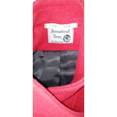 International Scene Red Wool Blend Jacket Button Front Pockets Made in Austria - Thumbnail 3