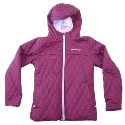 Columbia Girls Bella Cascade Hooded Quilted Puffer Jacket Purple M