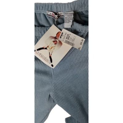 Vintage ChinaWear Women's Medium Blue Corduroy Elastic Waist Lounge Pants - Thumbnail 5
