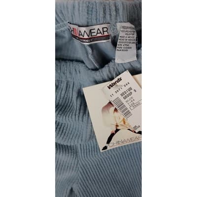 Vintage ChinaWear Women's Medium Blue Corduroy Elastic Waist Lounge Pants - Thumbnail 2