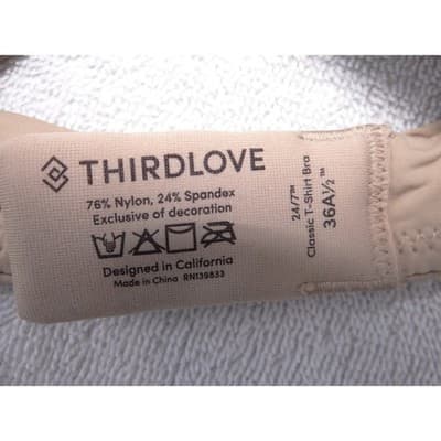 ThirdLove 24/7 Classic T-Shirt Bra Beige Nude Pleated Straps 36A 1/2 - Thumbnail 2
