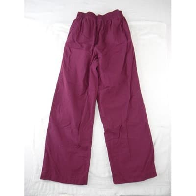 Butter-Soft Womens Scrub Set Burgundy V-Neck Top Elastic Waist Pants Size Small - Thumbnail 3