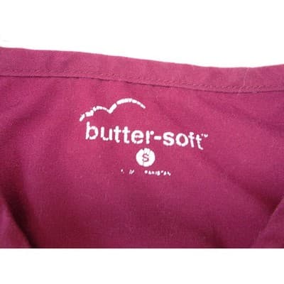 Butter-Soft Womens Scrub Set Burgundy V-Neck Top Elastic Waist Pants Size Small - Thumbnail 14