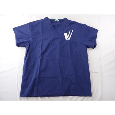 Medline AngelStat Navy Blue V-Neck Scrub Tops Lot of 2 Medium - Thumbnail 2