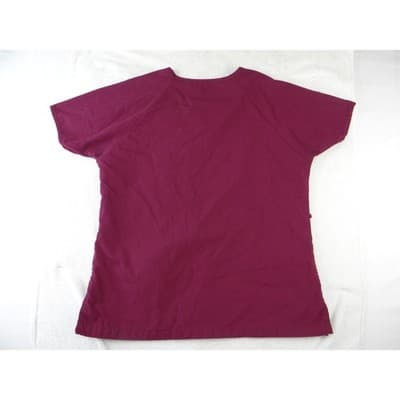 Butter-Soft Womens Scrub Set Burgundy V-Neck Top Elastic Waist Pants Size Small - Thumbnail 6