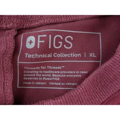 FIGS Technical Collection XL Burgundy Maroon Scrub Top Zip Pocket 2408 - Thumbnail 5