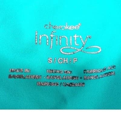Cherokee Infinity Womens Teal Blue V-Neck Scrub Top Short Sleeve Size S - Thumbnail 2