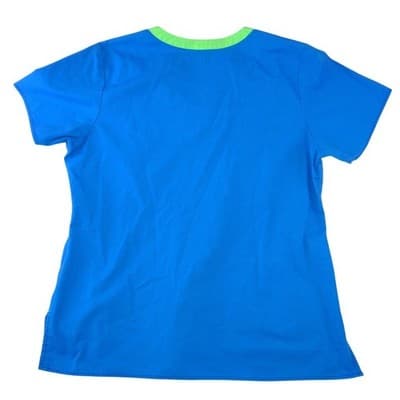 WonderWink WonderFlex Womens Blue V-Neck Scrub Top Short Sleeve Medium 0168 - Thumbnail 6