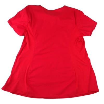 Cherokee Workwear Professionals Red Mock Wrap Scrub Top V-Neck Stretch Large - Thumbnail 3
