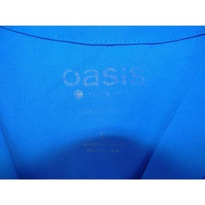 Oasis Womens Royal Blue V-Neck Scrub Top Short Sleeve Pockets Size Large - Thumbnail 3