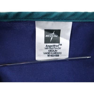 Medline AngelStat Navy Blue V-Neck Scrub Tops Lot of 2 Medium - Thumbnail 3