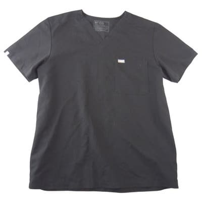 FIGS Technical Collection Black V-Neck Short Sleeve Scrub Top Womens Large