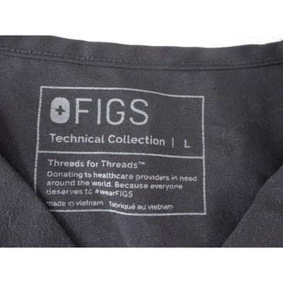 FIGS Technical Collection Black V-Neck Short Sleeve Scrub Top Womens Large - Thumbnail 2
