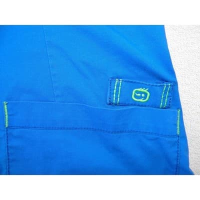 WonderWink WonderFlex Womens Blue V-Neck Scrub Top Short Sleeve Medium 0168 - Thumbnail 4
