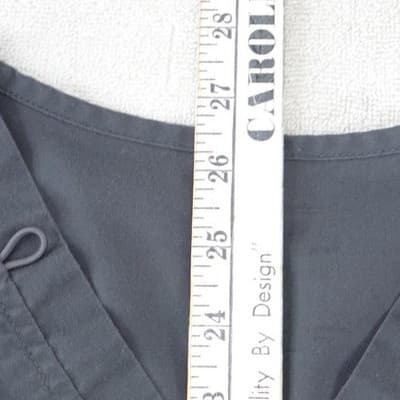 Cherokee Workwear Womens V-Neck Scrub Top Dark Gray Pockets Size XL - Thumbnail 6