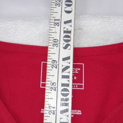 Cherokee Workwear Professionals Red Mock Wrap Scrub Top V-Neck Stretch Large - Thumbnail 5