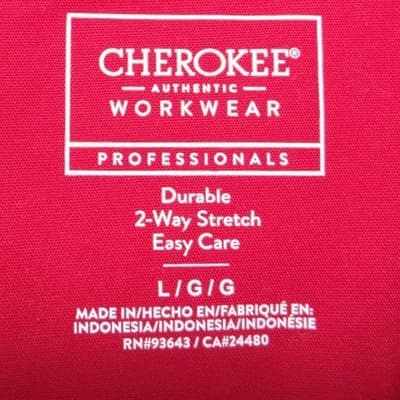 Cherokee Workwear Professionals Red Mock Wrap Scrub Top V-Neck Stretch Large - Thumbnail 2