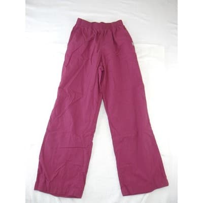 Butter-Soft Womens Scrub Set Burgundy V-Neck Top Elastic Waist Pants Size Small - Thumbnail 2