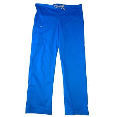 WonderWink WonderWORK Womens Scrub Pants Blue Cargo Pocket Drawstring Medium