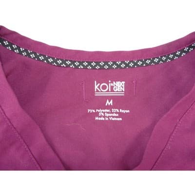 Koi Next Gen Womens Scrub Top Medium Purple V-Neck Chest Pocket Stretch 2410 - Thumbnail 4