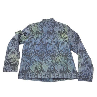 VTG Coldwater Creek Womens Blue Botanical Jacquard Mandarin Collar Jacket Size M - Thumbnail 3