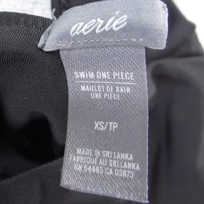 Aerie Womens Black Cutout Front Tie Halter One Piece Swimsuit XS RN54485 - Thumbnail 2