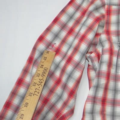 Lucky Brand Mens Red Plaid Western Pearl Snap Long Sleeve Shirt Medium - Thumbnail 4