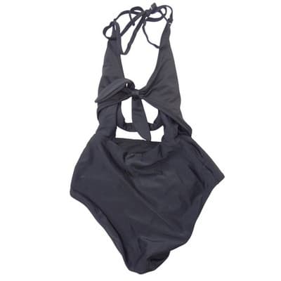Aerie Womens Black Cutout Front Tie Halter One Piece Swimsuit XS RN54485 - Thumbnail 3