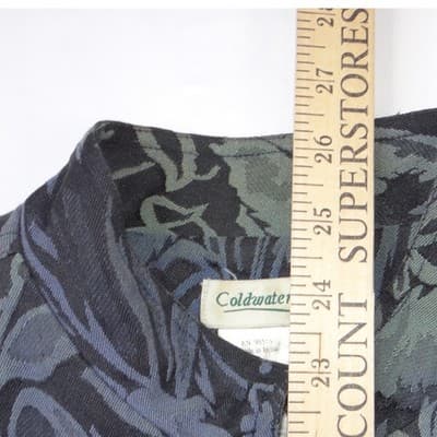 VTG Coldwater Creek Womens Blue Botanical Jacquard Mandarin Collar Jacket Size M - Thumbnail 8