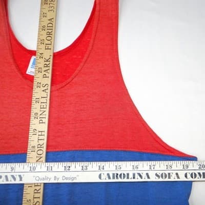 VTG Russell Athletic Men Red Blue Stripe Tank Top Athletic Fit Sz Large USA Made - Thumbnail 4