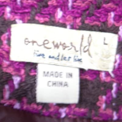One World Womens Purple Brown Houndstooth Cropped Open Front Jacket Large 1988 - Thumbnail 3