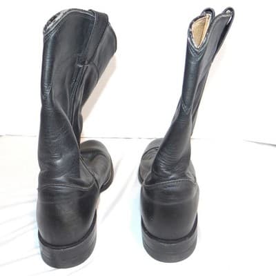 Justin L3620 Black Leather Roper Western Boots Womens 7 B Made in USA Round Toe - Thumbnail 5