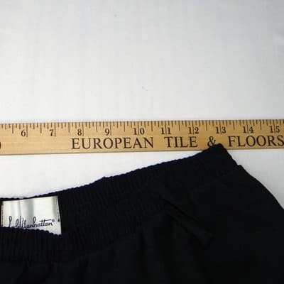 Vintage Lady Manhattan Black Midi Skirt Elastic Waist Size 12 Polyester Rayon - Thumbnail 6