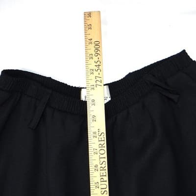 Vintage Lady Manhattan Black Midi Skirt Elastic Waist Size 12 Polyester Rayon - Thumbnail 5