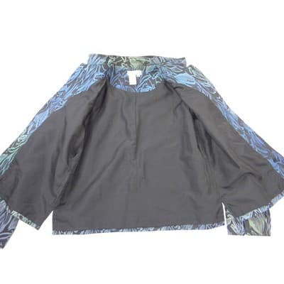 VTG Coldwater Creek Womens Blue Botanical Jacquard Mandarin Collar Jacket Size M - Thumbnail 4
