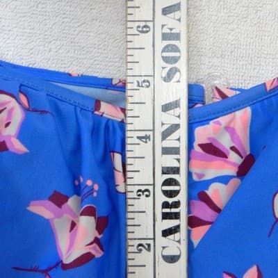 Womens Blue Floral Ruffle Off the Shoulder Underwire Bikini Top Large - Thumbnail 5