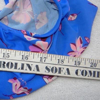 Womens Blue Floral Ruffle Off the Shoulder Underwire Bikini Top Large - Thumbnail 4