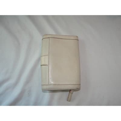 Coach Soho Buckle Trifold Wallet Off-White Leather Tan Stitching 2383 - Thumbnail 6