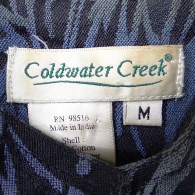 VTG Coldwater Creek Womens Blue Botanical Jacquard Mandarin Collar Jacket Size M - Thumbnail 2