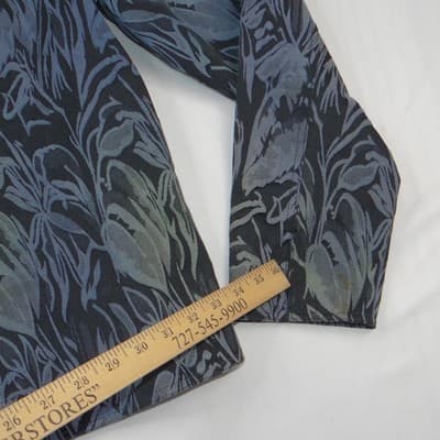 VTG Coldwater Creek Womens Blue Botanical Jacquard Mandarin Collar Jacket Size M - Thumbnail 5