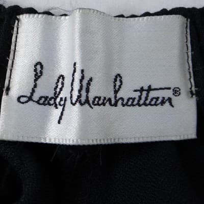 Vintage Lady Manhattan Black Midi Skirt Elastic Waist Size 12 Polyester Rayon - Thumbnail 2