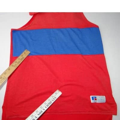 VTG Russell Athletic Men Red Blue Stripe Tank Top Athletic Fit Sz Large USA Made - Thumbnail 6