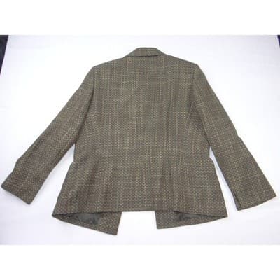 Vintage Kasper Women 14P Tweed Blazer Jacket Olive Green Brown Earth Tone Sz 14 - Thumbnail 4