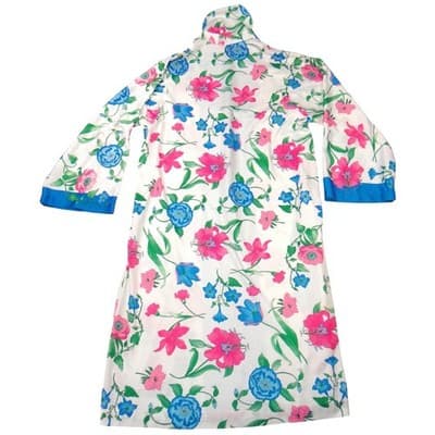 Vintage 70s Floral Zip Front Robe Housecoat Pink Blue White Small 1967 - Thumbnail 3