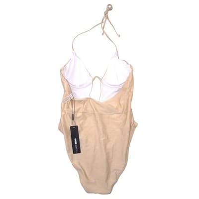 NWT-Fashion Nova Charlotte 1 Piece Swimsuit Champagne Gold Underwire Cutout - Thumbnail 2