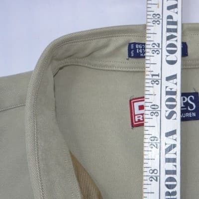 Chaps Ralph Lauren Mens XXL Khaki Tan Long Sleeve Button Down Shirt Microtexture - Thumbnail 6