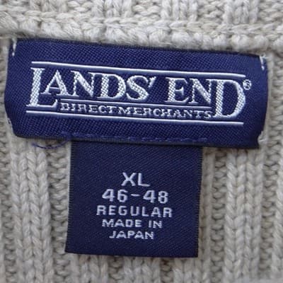 Lands End Mens XL Full Zip Ribbed Cardigan Sweater Oatmeal Beige Mock Neck - Thumbnail 2