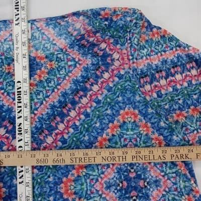 NWT-Ruby Rd. Favorites Woman 3X Blue Floral Geometric Print 3/4 Sleeve Tunic Top - Thumbnail 6