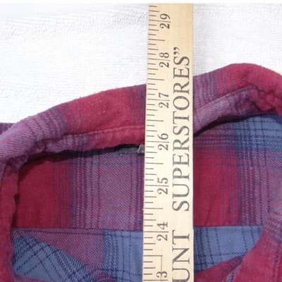 Eddie Bauer Mens Large Red Blue Plaid Flannel Button Down Shirt Long Sleeve - Thumbnail 5